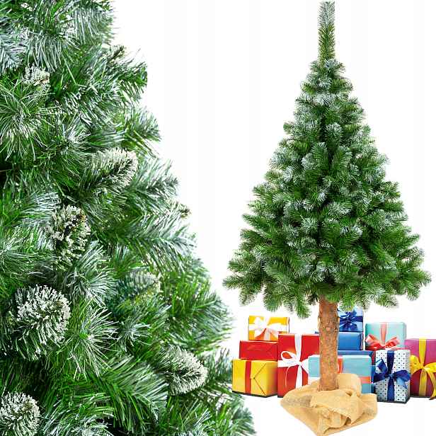 Umělý Vánoční Stromeček Jako Živá Borovice Na Kmeni 220 CM Jutový Sáček