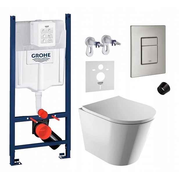 Wc sada Grohe Rapid s miskou Tampa a tlačítkem nerezová ocel matná