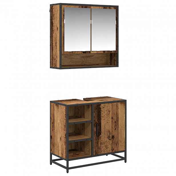 vidaXL Sada koupelnového nábytku 2 ks Staré dřevo 65 x 33 x 60 cm