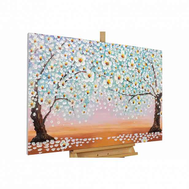 KUNSTLOFT RUČNĚ MALOVANÝ AKRYLOVÝ OBRAZ BÍLÝ/ORANŽOVÝ, 120/80 CM