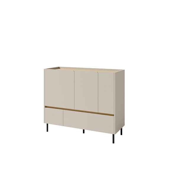 MASSENO KOMODA MURO, 120/105/40 cm s 2 zásuvkami a 3 dvířky, béžová