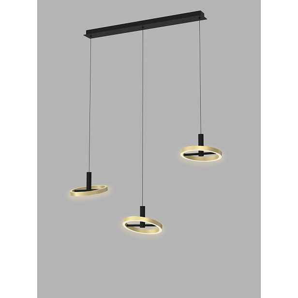 Minimalistická závěsná lampa Brest v černé barvě se zlatem