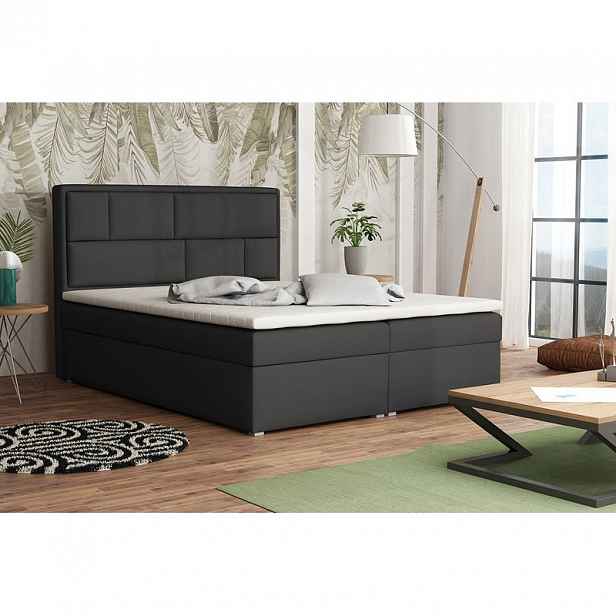 Boxspringová manželská postel s úložným prostorem 140x200 IVENDORF 1 - šedá 1 + topper ZDARMA