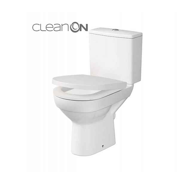 Cersanit City - WC kombi se sedátkem SoftClose, zadní odpad, boční napouštění, CleanOn, bílá K35-035