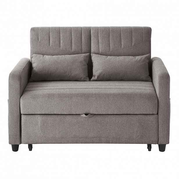 Modfu ROZKLÁDACÍ pohovka z bavlněno-lněné tkaniny 114x77x82 cm šedá s 3polohovým opěradlem a funkcí lůžka