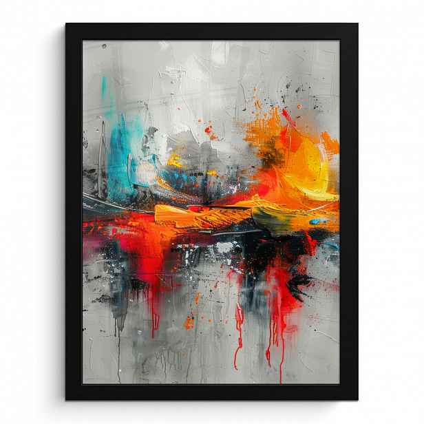 MuchoWow PLAKÁT V RÁMU Moderní umění - Oranžová - Šedá - Abstraktní 30x40 cm