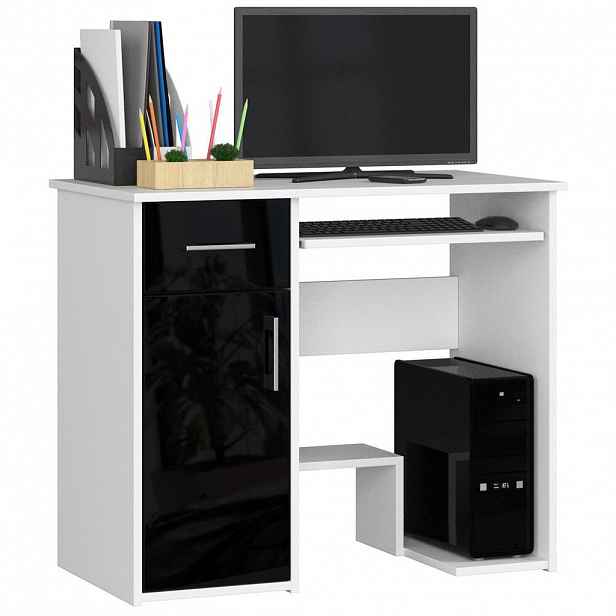 RAUMHIRSCH FURNITURE PSACÍ STŮL bílý, černý lesklý 74/90/50