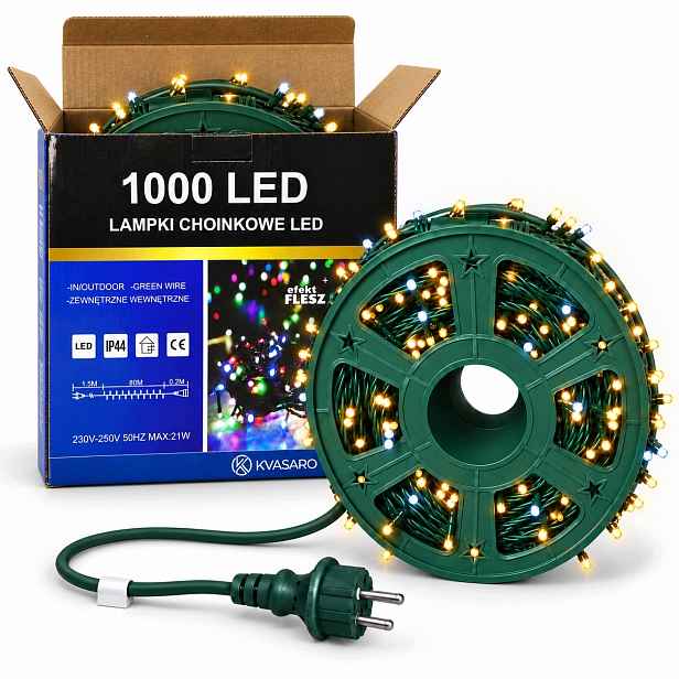 Světelná Girlanda 1000LED 80 M Teplá Bílá Blesk IP44