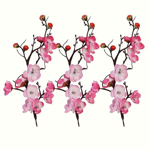 TEMU 3 ks ElegantFlora Realistické Umělé Květy Švestkového Květu - Čínský Styl Látkové Forsythie, Dekorace do Interiéru/Exteriéru Vhodné pro Domov,