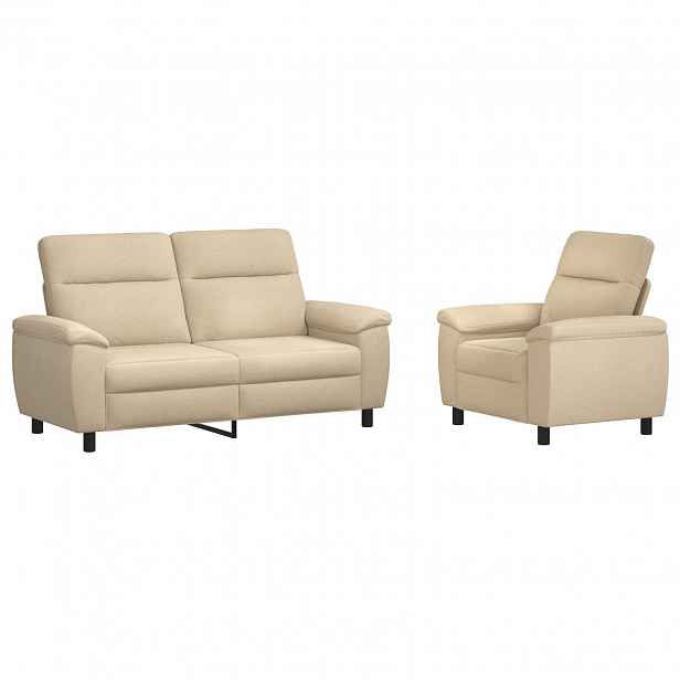 vidaXL Set pohovek 2 pcs Krémová Textil