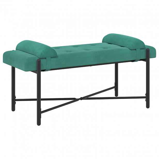 vidaXL Lavice s knoflíky a polštáři Tyrkysová 110 x 40 x 46 cm Samet