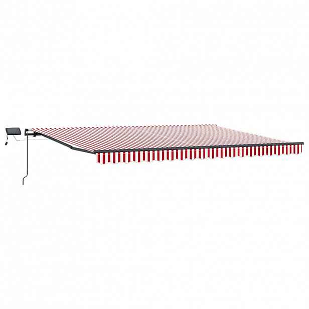 vidaXL Stahovací markýza Červená a Bílá 400 × 350 cm Látka a hliník