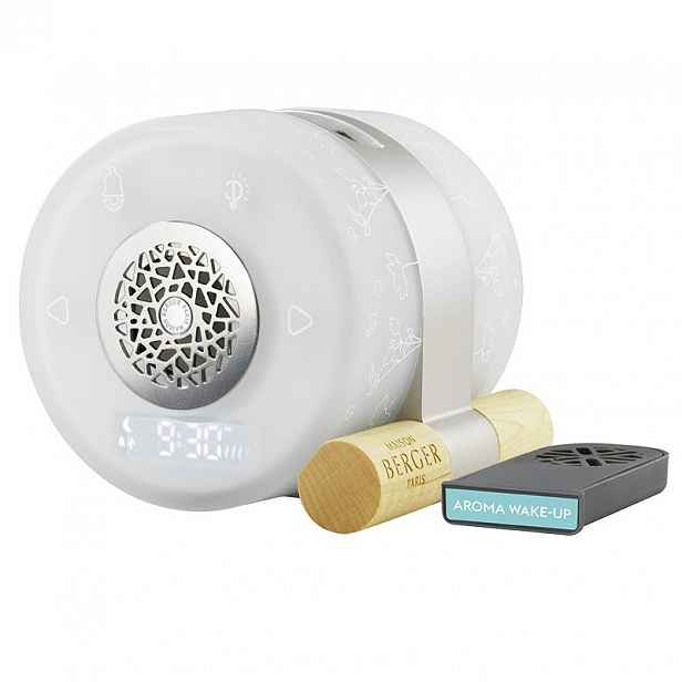 Maison Berger Paris sada elektrický difuzér s budíkem Night & Day + kapsle Aroma Wake Up – Lesní vánek
