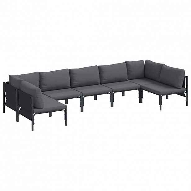 vidaXL Sada zahradních pohovek 7 ks Černá Ocel