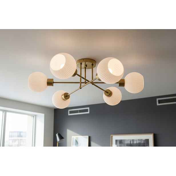 Euro-Lamp Stropní Svítidlo Edi 6 Zlatá Stínidlo bílý proužek 6X60W Výrobce