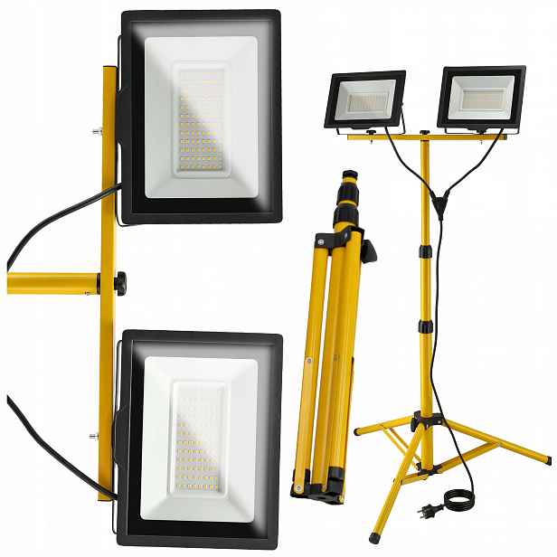 Lampa na Led stojanu Stavební stativ Osvětlovač 2x 100W 14000lm Silný