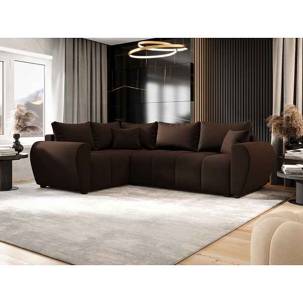 Rohová sedačka LUKAVA - hnědá, levý roh