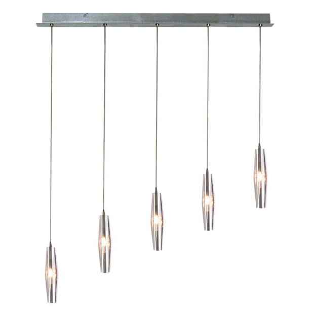 Skleněná závěsná lampa chrom 5xG4 Galaxy