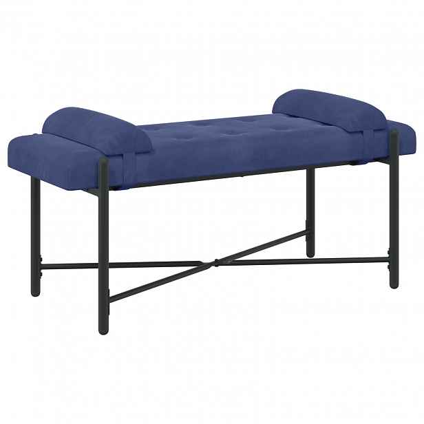 vidaXL Lavice s knoflíky a polštáři Policová modrá 110 x 40 x 46 cm