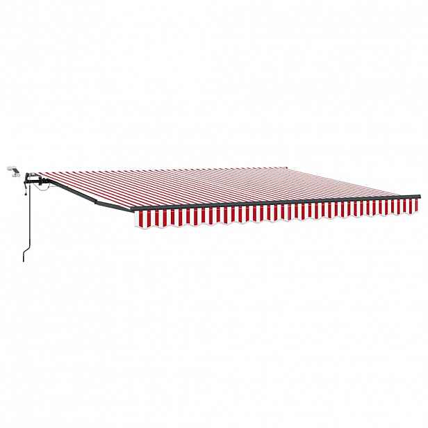 vidaXL Stahovací markýza Červená a Bílá 400 × 350 cm Polyester