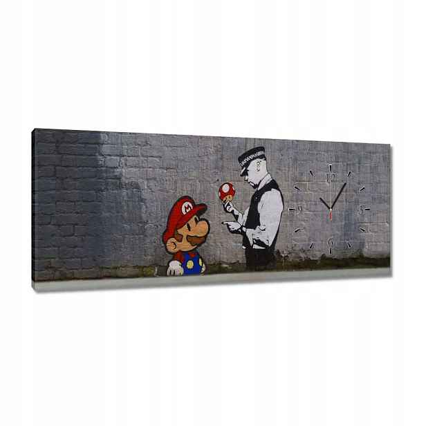 Hodiny 100x40 Banksy Houbař Policie