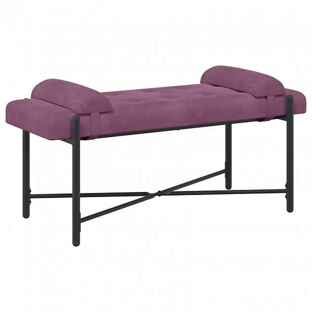 vidaXL Lavice s knoflíky a polštáři Fialová 110 x 40 x 46 cm Samet