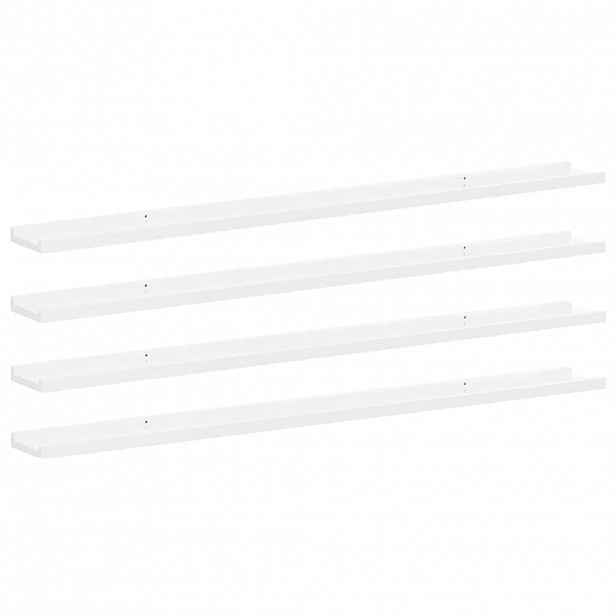 vidaXL Nástěnné police 4 ks bílé s vysokým leskem 115 x 9 x 3 cm