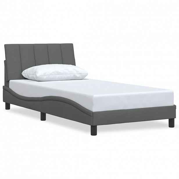 vidaXL Rám postele bez matrace Hanko tmavě šedá 100 x 200 cm textil