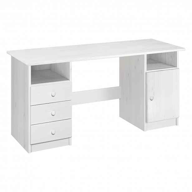 Dřevěný psací stůl 8847B, bílý lak