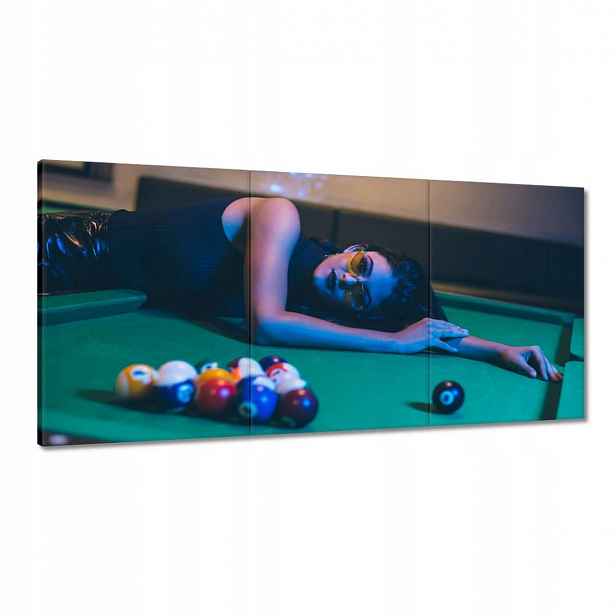 Obrazy 180x90 Kulečník Hra Stůl Bílé Tyče