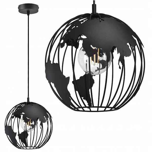 Závěsná lampa Lustr Globus Černá Bílá Šedá