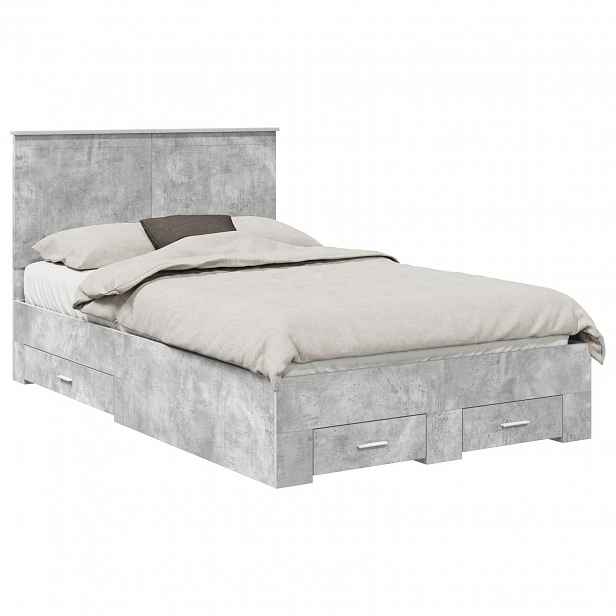 vidaXL Rám postele s čelo Betonově šedá 120 x 190 cm Kompozitní dřevo