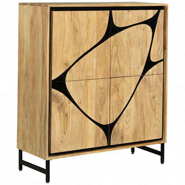 Ambia Home KOMODA, akácie, černá, barvy akácie, 100/115/40 cm