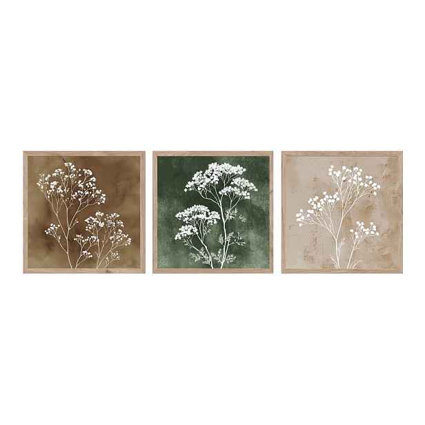 Obrazy v sadě 3 ks 30x30 cm Floral Imprint – Styler