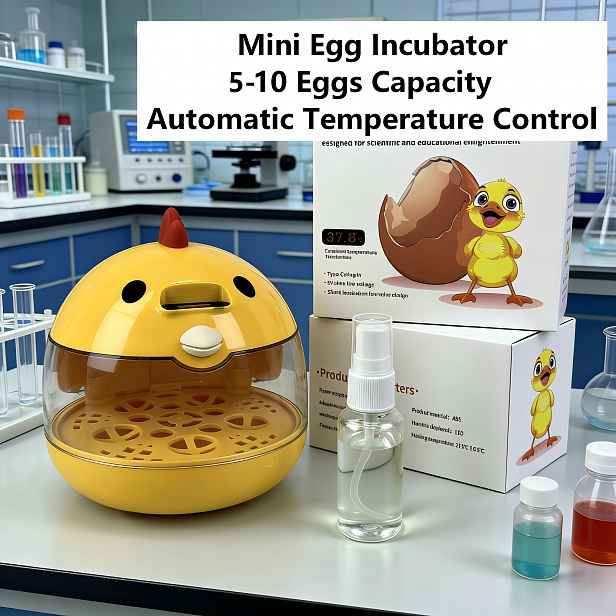 TEMU Mini inkubátor na vejce s kapacitou 5 vajec, automatický líhní s LED displejem a regulací teploty pro kuřata, kachny, drůbež, domácí použití;