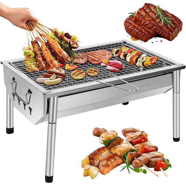 Turistický Gril Na Uhlí, Skládací Zahradní Kufr Bbq, Přenosný, S Rukojetí