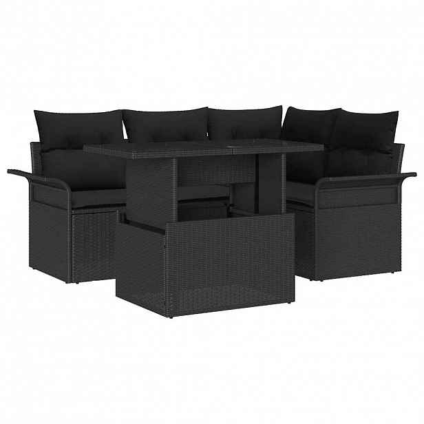 vidaXL Sada zahradních pohovek 5 ks Černá [Syntetika]: Poly Ratan
