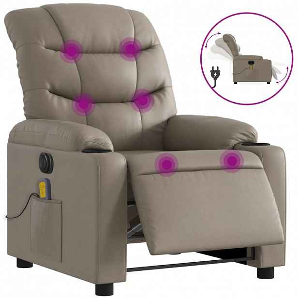 vidaXL Elektrické masážní polohovací křeslo cappuccino umělá kůže