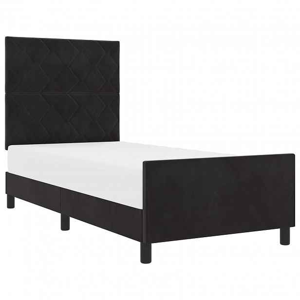 vidaXL Postel s boxspringem s čelo Černá 90 x 190 cm samet
