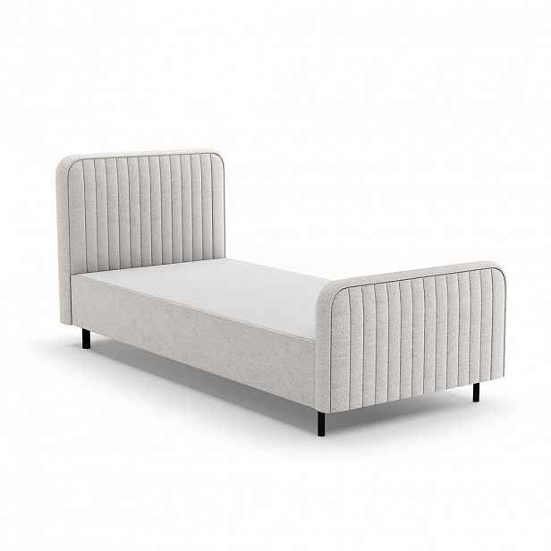 Beautysofa ČALOUNĚNÁ POSTEL Lami 90x200, jednolůžko s úložným prostorem, bez matrace, světle béžová