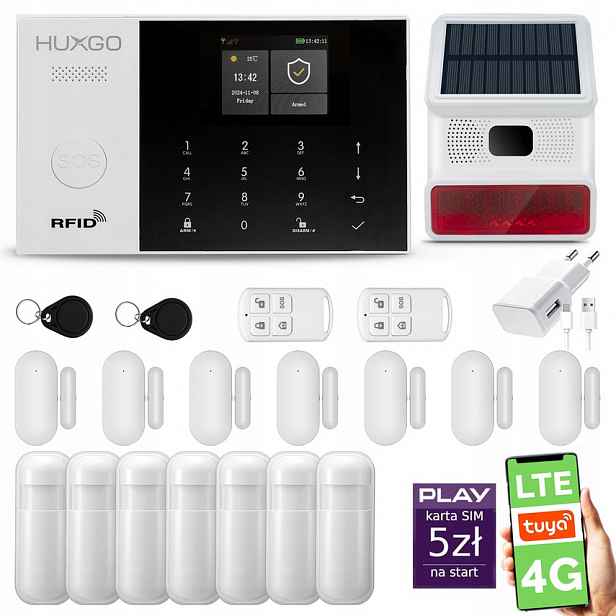 Bezdrátový alarm WiFi Gsm 4G s aplikací Tuya, Huxgo HXA005 R7D7 Bs