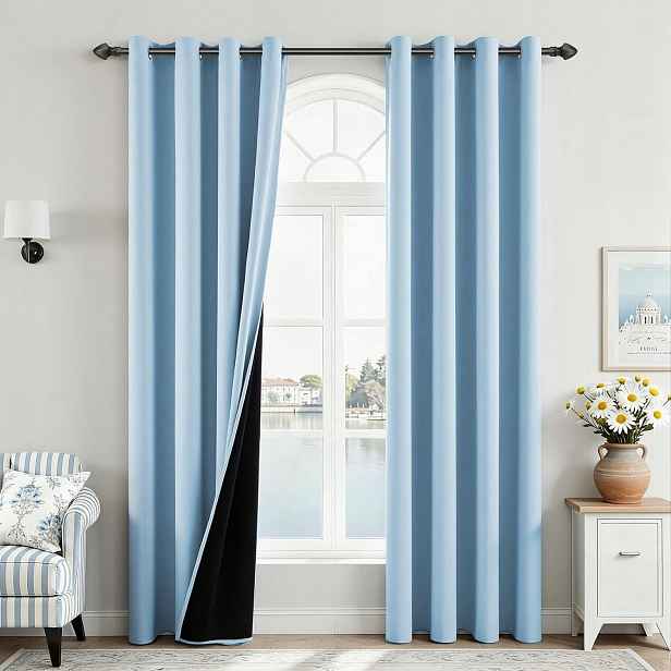 Elegantní tepelné zatemňovací závěsy 140 x 225 cm, kolečka Modrá
