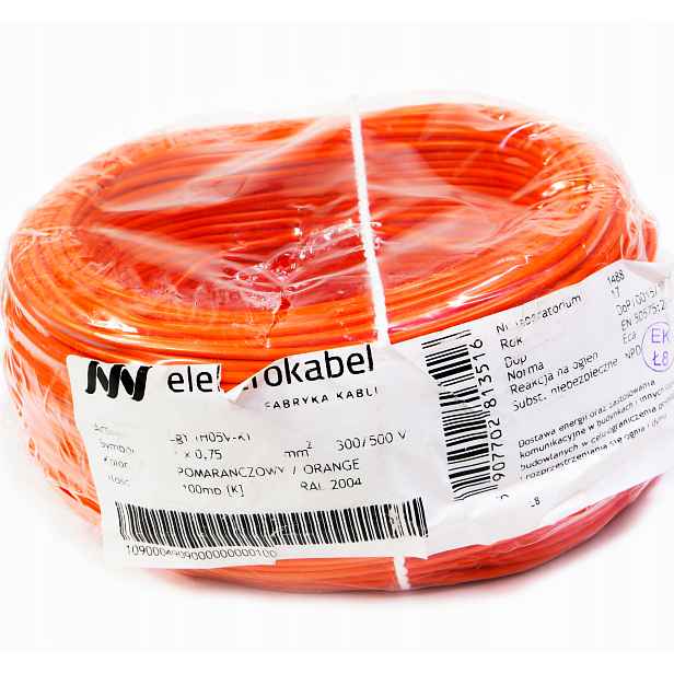 Kabel Lgy 0,75mm oranžový, kotouč 100m 500V