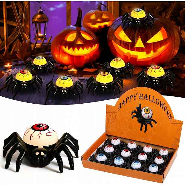 Sada 12 Led svíček ve tvaru pavouků na Halloween, Halloweenské svíčky, Led čajové svíčky
