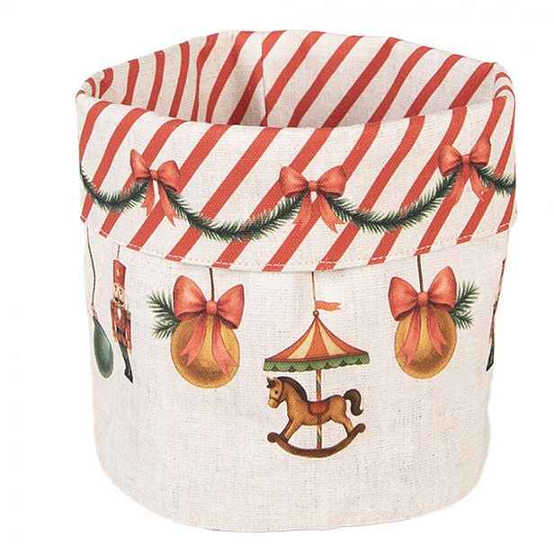 Vánoční bavlněný košík na pečivo Christmas Carousel Dream - Ø 15*16 cm Clayre & Eef