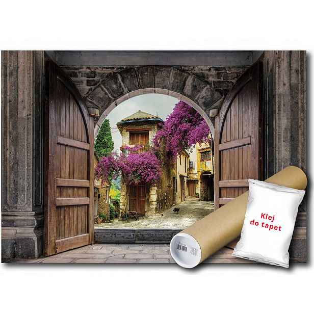Vinylová fototapeta s motivem dveří a uličky 152x104