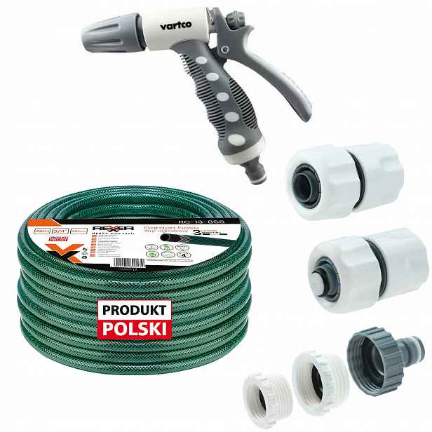 Hadice 3/4" 25 M 3 Vrstvá Spojky Pistole Polský