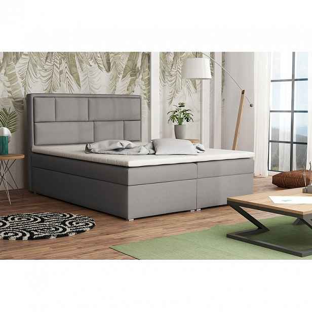 Boxspringová manželská postel s úložným prostorem 160x200 IVENDORF 1 - šedá 2 + topper ZDARMA