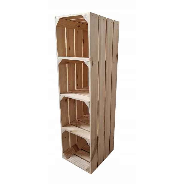 Dřevěný Regál Na Knihy, Expoziční Box Se 3 Policemi, 95x30x27 cm