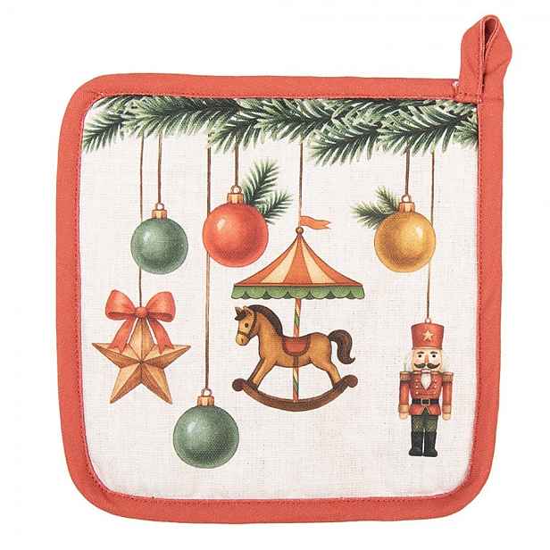 Vánoční bavlněná chňapka - podložka Christmas Carousel Dream - 20*20 cm Clayre & Eef